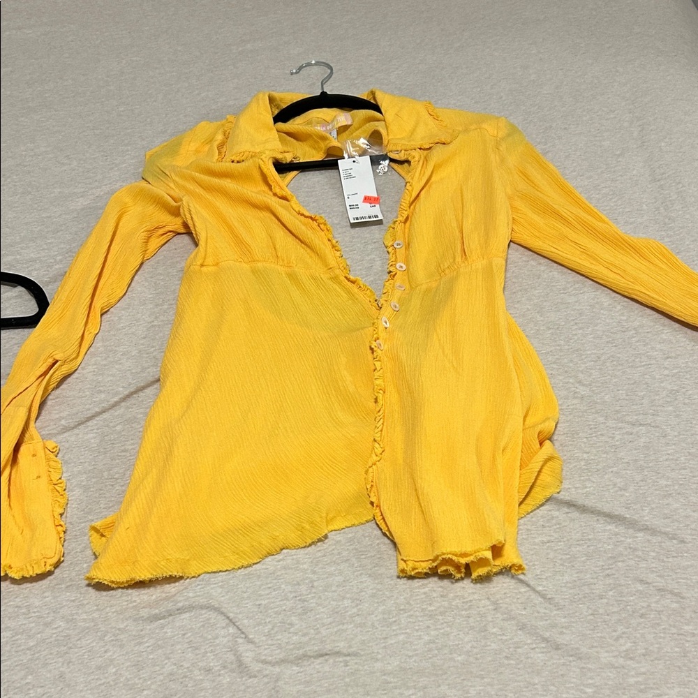 Yellow Button-Up Women's Top